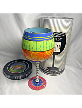 Inky & Bozko I&B Reverz-Art Wine Glass Happy Birthday Glass Hand-painted
